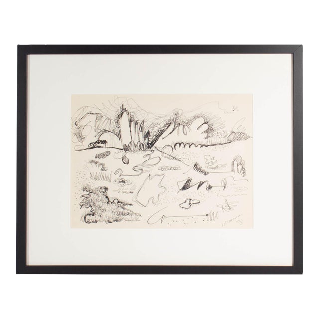 1960s Abstract Landscape Ink Drawing by Harry Hilson For Sale