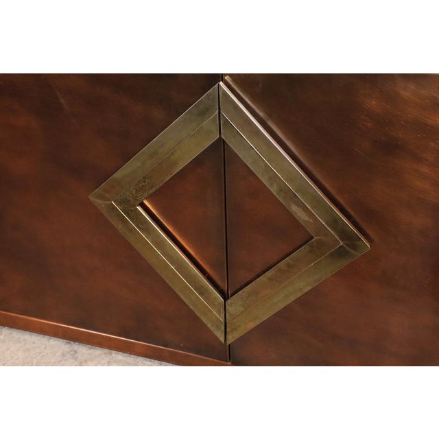 Minimalist Sideboard in Patinated Bronze Metal, 1970s For Sale - Image 6 of 18