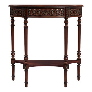 Danelle Demilune 30" Console Table, Medium Brown For Sale