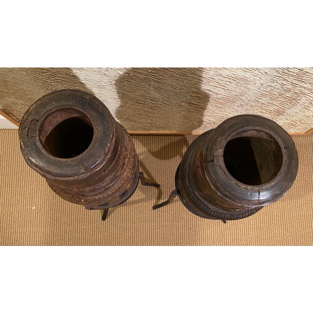 Antique Mid 19th Century Cogs on Custom Metal Stand - Set of 2 For Sale In Atlanta - Image 6 of 12