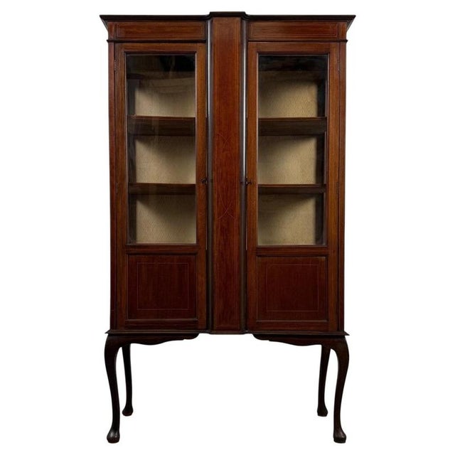 Early 20th Century Antique English Mahogany Glazed Display Cabinet For Sale - Image 3 of 12