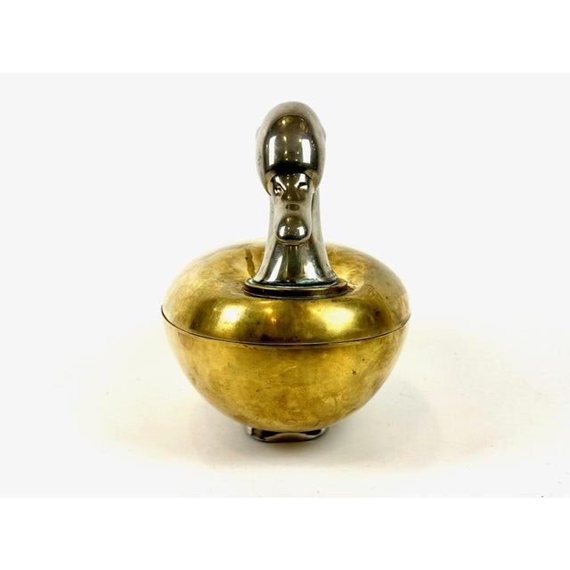 Large Mid-Century Modern Duck Shaped Brass Bowl with Lid, 1960s For Sale - Image 4 of 14