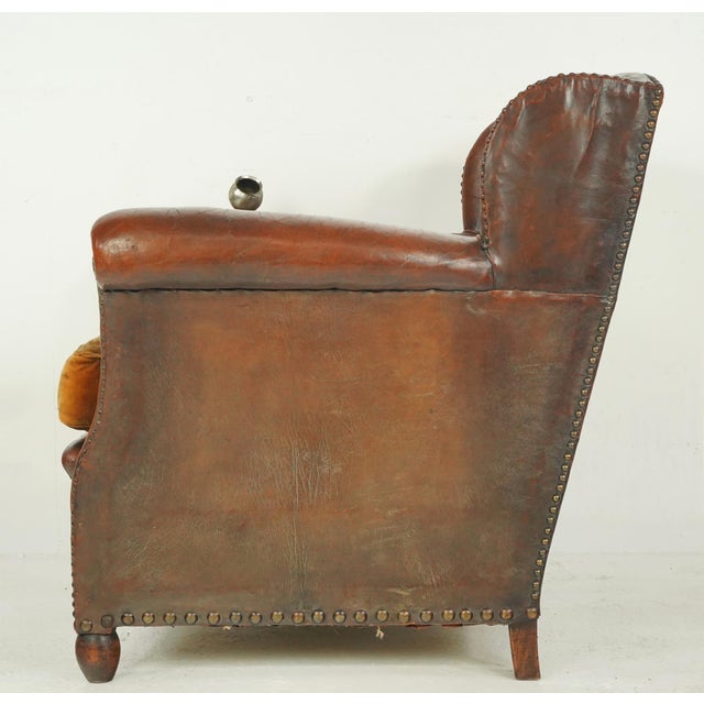 Vintage European Brown Leather Club Chair With Ashtray For Sale - Image 10 of 11
