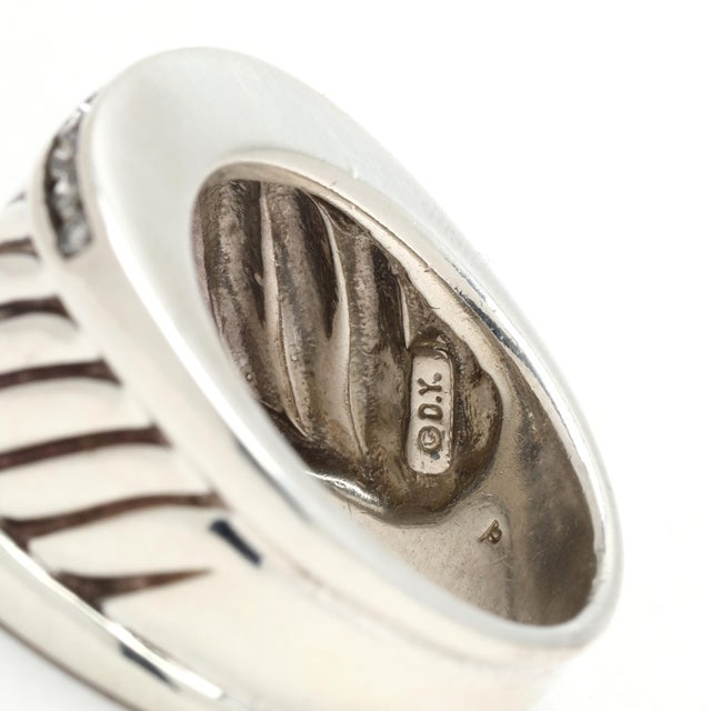 David Yurman .50ctw Diamond Thick Cigar Band Ring, Sterling Silver, Ring Size 7 For Sale - Image 4 of 6