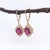 Ruby Dangle Earrings With Earth Mined Diamonds: Solid 14k Gold, Oval 10x8mm, Pair For Sale - Image 4 of 7