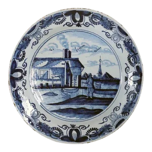 Large Dutch Delft De Drie Klokken Tin Glazed Earthenware Blue and White Bowl