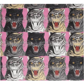 Gucci Pink Tiger Face Print Wallpaper For Sale
