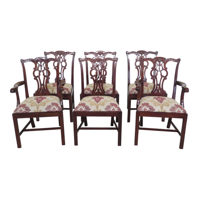 Maitland Smith Chippendale Mahogany Dining Room Chairs Set of 6