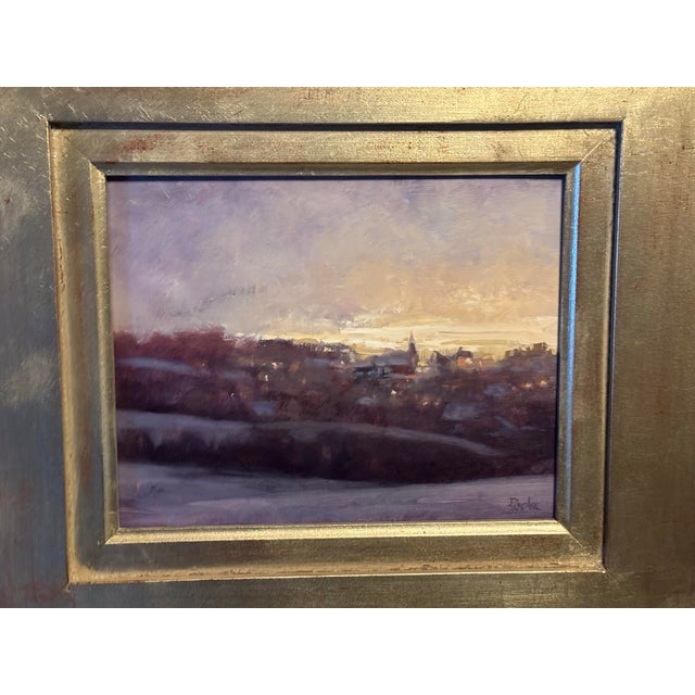 2007 Marty Poole Silver Framed Oil Painting on Artist Board December Lights In very good original condition showing some...
