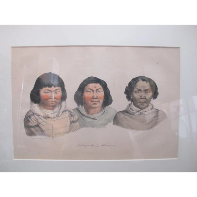 Louis Choris (Russian 1795-1828), Habitans des iles Aleoutienne (3 Aleutian natives), hand tinted lithograph c1822. This...