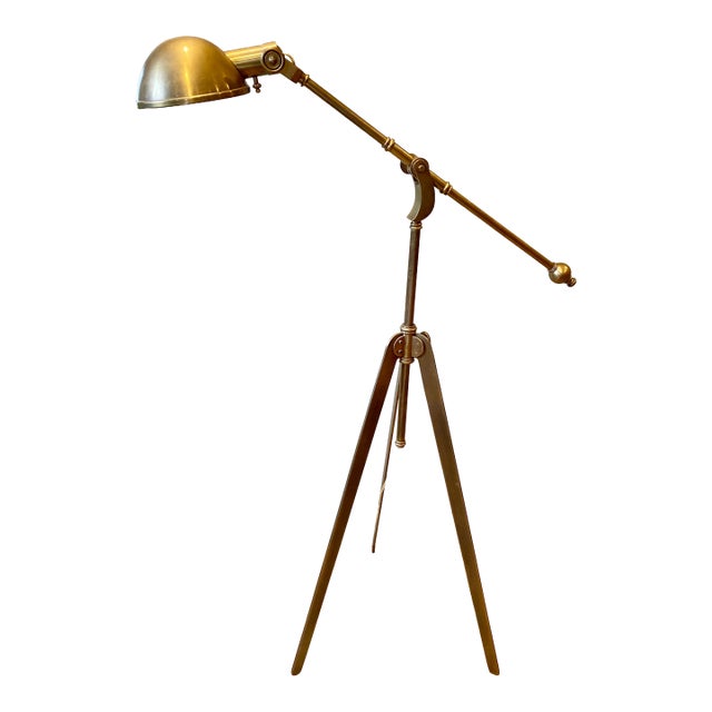 1990s E.F. Chapman Visual Comfort Brass Pimlico Pharmacy Boom Arm Lamp For Sale