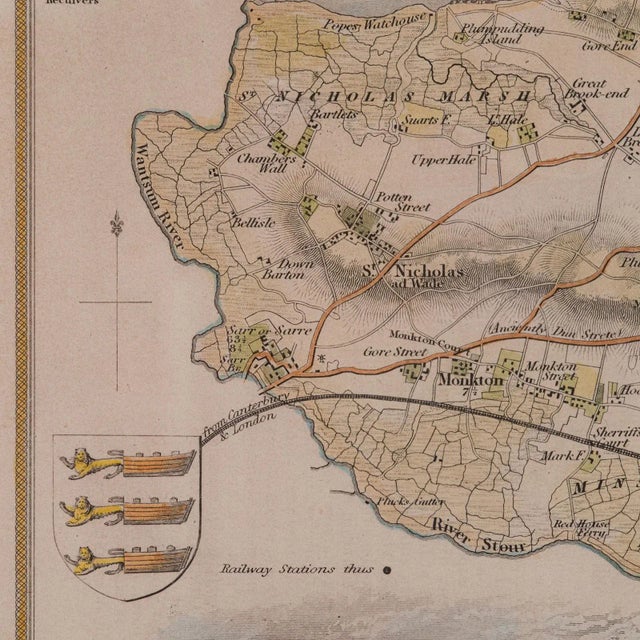 1850's Antique Lithography Map Isle of Thanet For Sale - Image 11 of 12