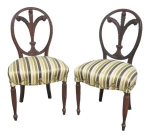 Sheraton Mahogany Carved Sheildback Chairs- a Pair