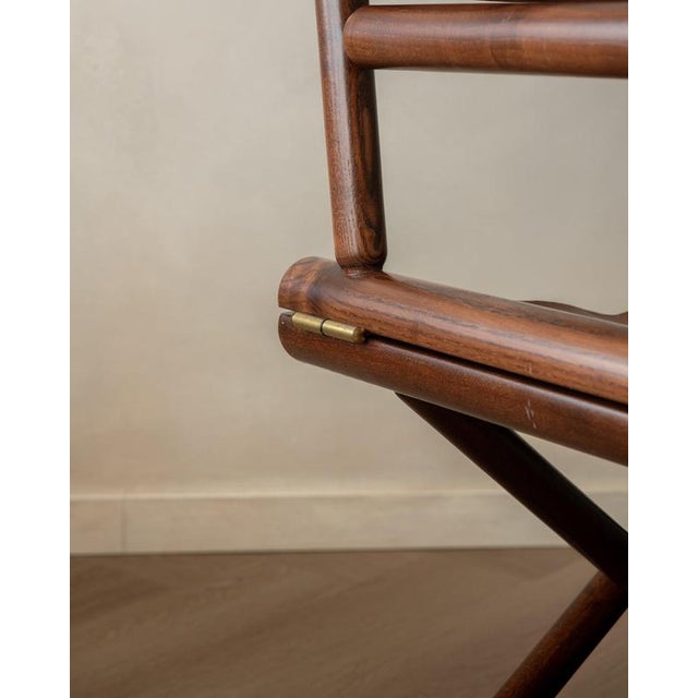 Italian Modern Directors Chair in Wood & Leather, 1980s For Sale - Image 13 of 18