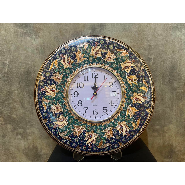 Hand Carved Floral Copper Clock For Sale - Image 9 of 9