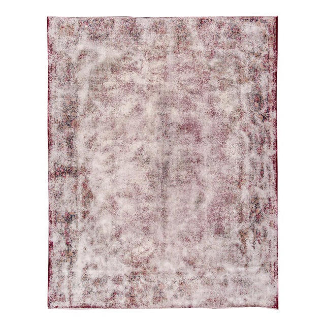 Vintage Distressed OverdyedWool Rug For Sale