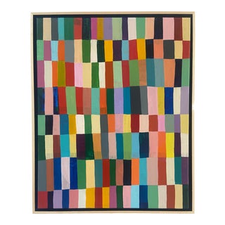 "Summer Stripes" Contemporary Abstract Pattern Acrylic Painting by Poppy Dodge, Framed For Sale