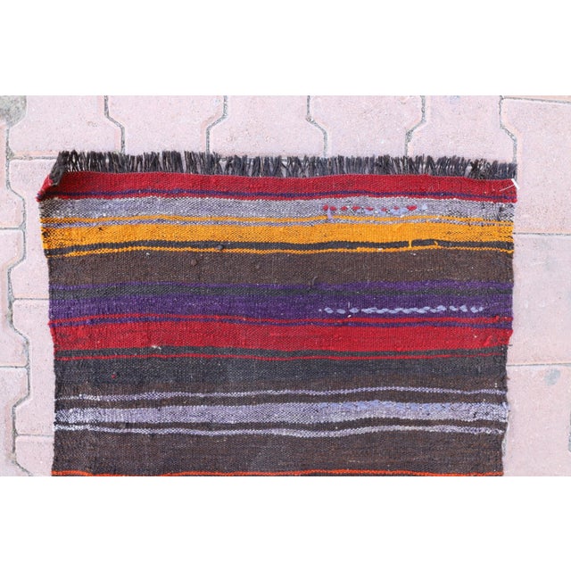 1970 Rustic Black Striped Kilim For Sale - Image 12 of 13