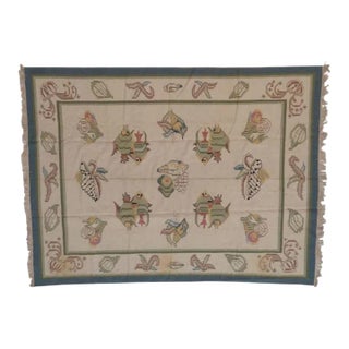 1980s Vintage Dhurry Rug - 9' X 12' For Sale