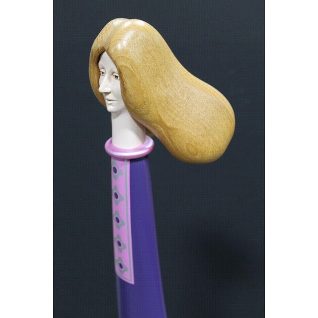 Figurative 1980s "Woman in Purple" Figurative Surrealist Wood Sculpture by JW Eaton For Sale - Image 3 of 11