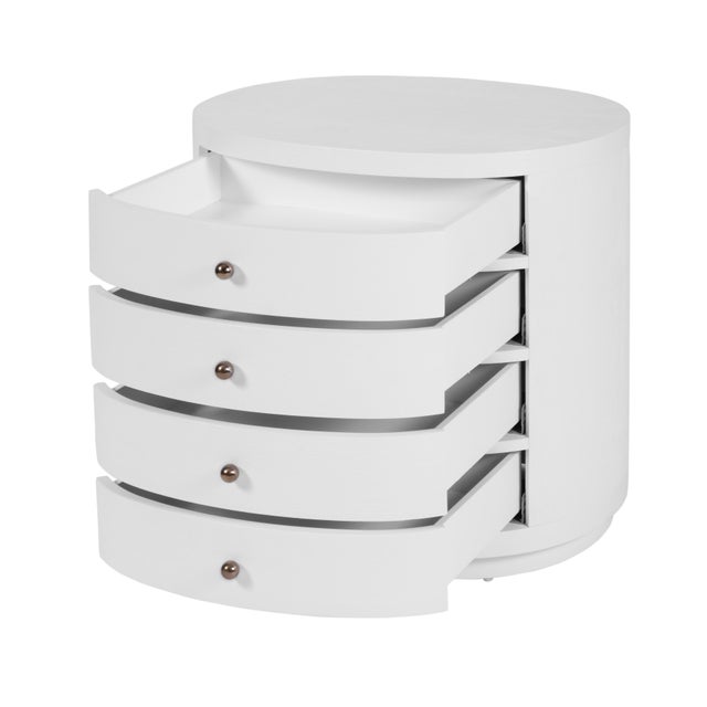 2020s Nora 28 in. W Oval Wood 4 Drawer Nightstand, Textured White For Sale - Image 5 of 11