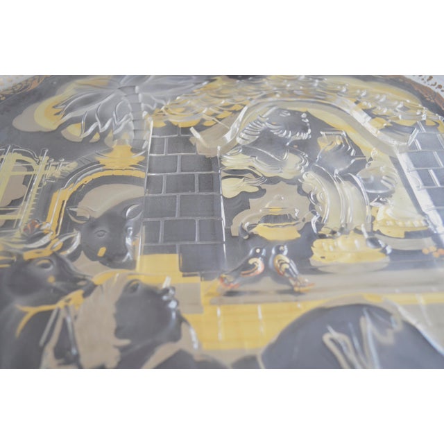 Wall plate by the Danish designer Bjørn Wiinblad for the Rosenthal company Glass plate in metal back plate, with gilding...