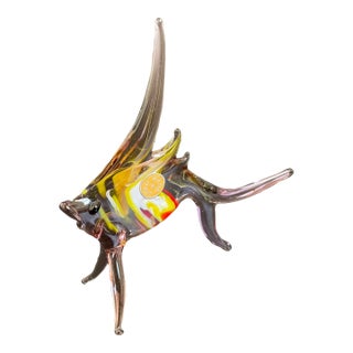 Vintage Lampwork Murano Art Glass Angel Fish For Sale