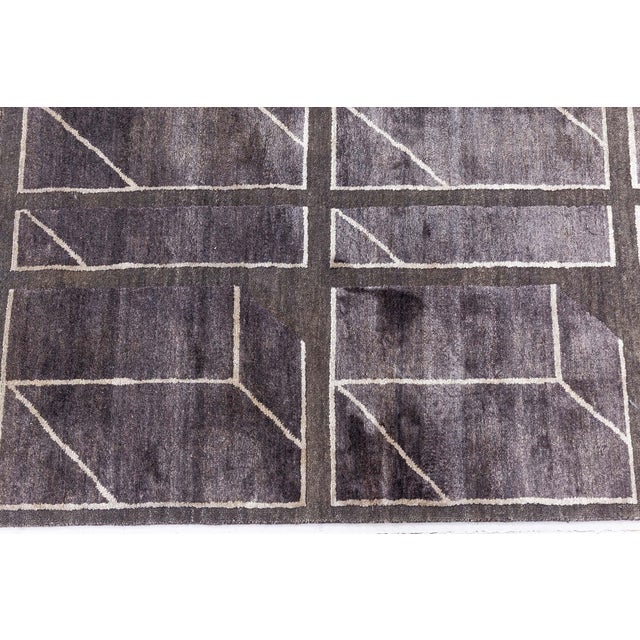Modern Geometric Oversized Slate Gray Silk Rug "Vantage" by Doris Leslie Blau For Sale - Image 4 of 9