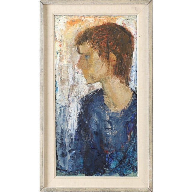 Mid-Century Modern Mona Ridderstad‑Cedergren, Portrait, 1950s, Oil on Canvas, Framed For Sale - Image 3 of 12