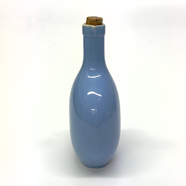 Vintage Slim Blue Ceramic Vessel Curation - Group of 3 For Sale - Image 9 of 11