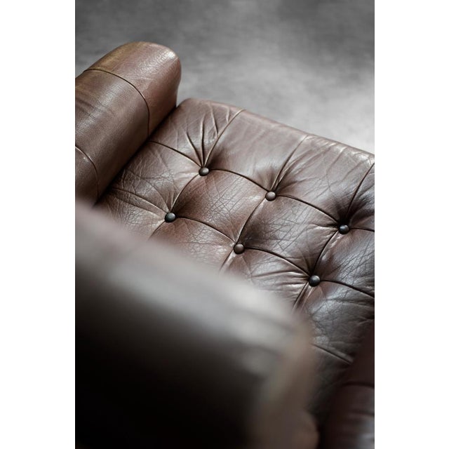 Brown Mid-Century Danish Modern Brown Leather Swivel Armchair from Lystager Industri, 1970s For Sale - Image 8 of 18