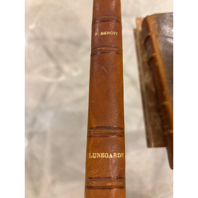 Vintage French Cognac Leather Bound Books by Pierre Benoit - Set of 3 For Sale - Image 13 of 13