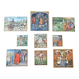 Vintage Heliogravures From "Verve" Art Journal After 15th C. Illuminations of Mythological Figures - Set of 9