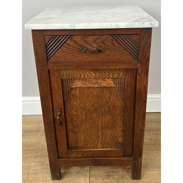 French Bedside Table with Marble Top For Sale - Image 12 of 12