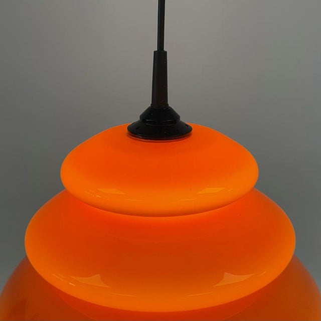 Space Age Orange Glass Mushroom Pendant from Peill & Putzler, 1970s For Sale - Image 4 of 11