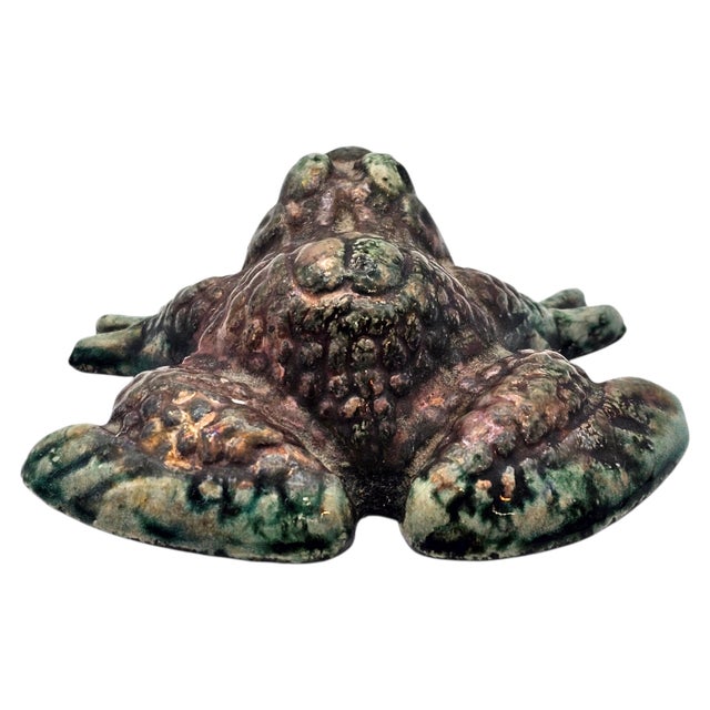 Ceramic Margie Hughto Studio Signed Iridescent Ceramic Frog Sculptures, Pair, 4" For Sale - Image 7 of 18