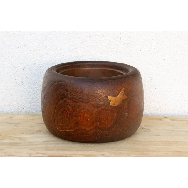 Wood Large Antique Japanese Inlay Wood Hibachi Platter For Sale - Image 7 of 9