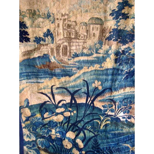 French Country French Aubusson Verdure Country Side With a Lake and Castle 18 Century For Sale - Image 3 of 17