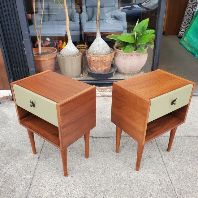 Pair of Night Stands with Rabbit Pulls For Sale - Image 4 of 11