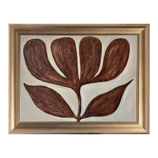 Original Tulip Painting in Brushed Gold Frame, Oil on Canvas, 21" H X 17" W by Tatiana Duperault For Sale