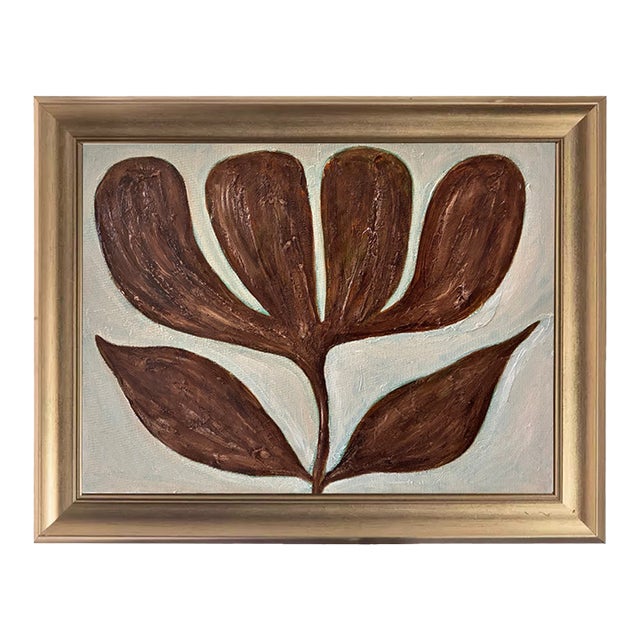 Original Tulip Painting in Brushed Gold Frame, Oil on Canvas, 21" H X 17" W by Tatiana Duperault For Sale