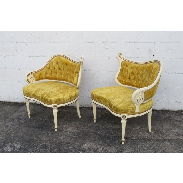 French Carved Asymmetrical Ladies Parlor Side Chairs a Pair 6287 For Sale - Image 17 of 18