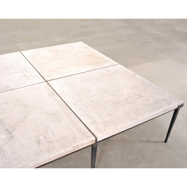 Metal Holly Hunt Rue De Seine Limestone and Iron Cocktail Table 5 Ft For Sale - Image 7 of 18