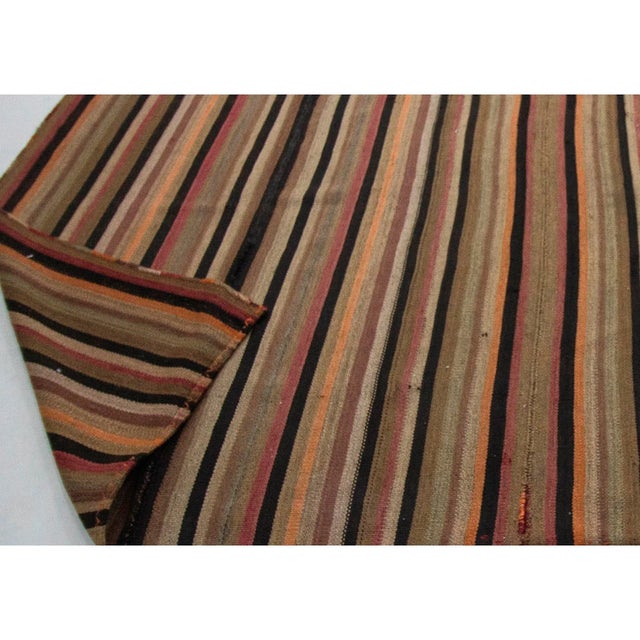 Mid 20th Century Oversized Vintage Striped Kilim Rug For Sale - Image 5 of 7
