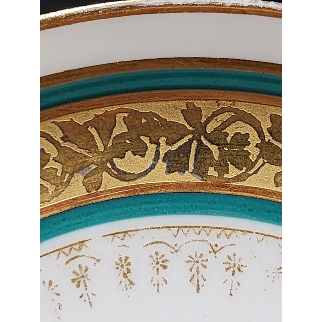 Antique William Guerin & Co. Limoges France Porcelain Saucer Celeste Teal & Encrusted Gold c.1891-1932 For Sale - Image 18 of 18