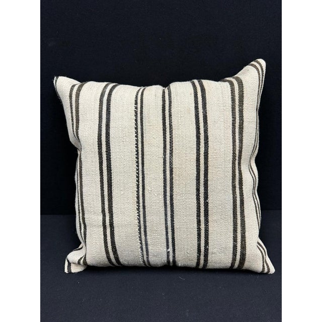 Turkish Hemp Pillow Cushion Natural Beige Brown Pillow Cushion Cover 24"x24" For Sale - Image 4 of 4