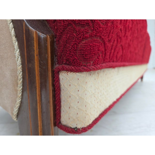 Danish 3-Seater Sofa in Red/Beige Furniture Wool, 1950s For Sale - Image 6 of 18