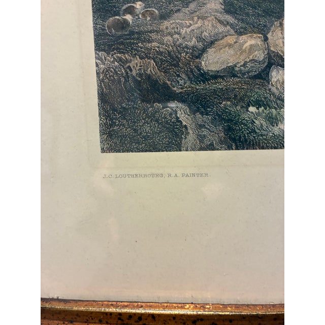 English Vintage “A Lake in Cumberland” After J. C. Loutherbourg Framed English Landscape Print For Sale - Image 3 of 7