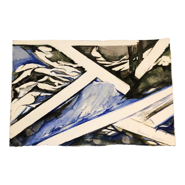 Original Vintage Abstract Watercolor Painting Signed 1970’s For Sale