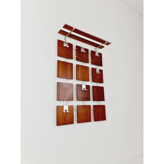 Mid-Century Modern German Teak Wall Coat Rack, 1960s For Sale - Image 4 of 9